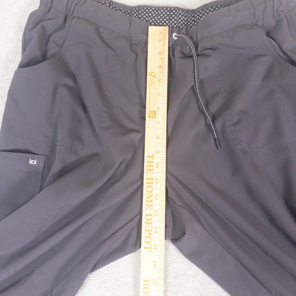 Koi Next Gen Mens Scrub Pants 2X Petite Charcoal Gray Cargo Drawstring